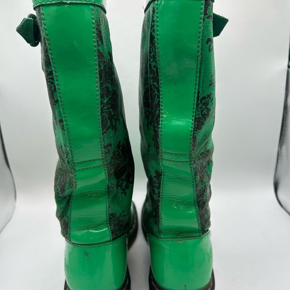 RARE Dr Martens green floral Rain Nellie  Wellies Welly Wellington boot vintage - Picture 14 of 16